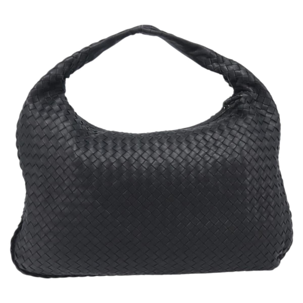 Bottega Veneta INTRECCIATO Hobo Bag Leather Black Gold 115654 Auth 204529V