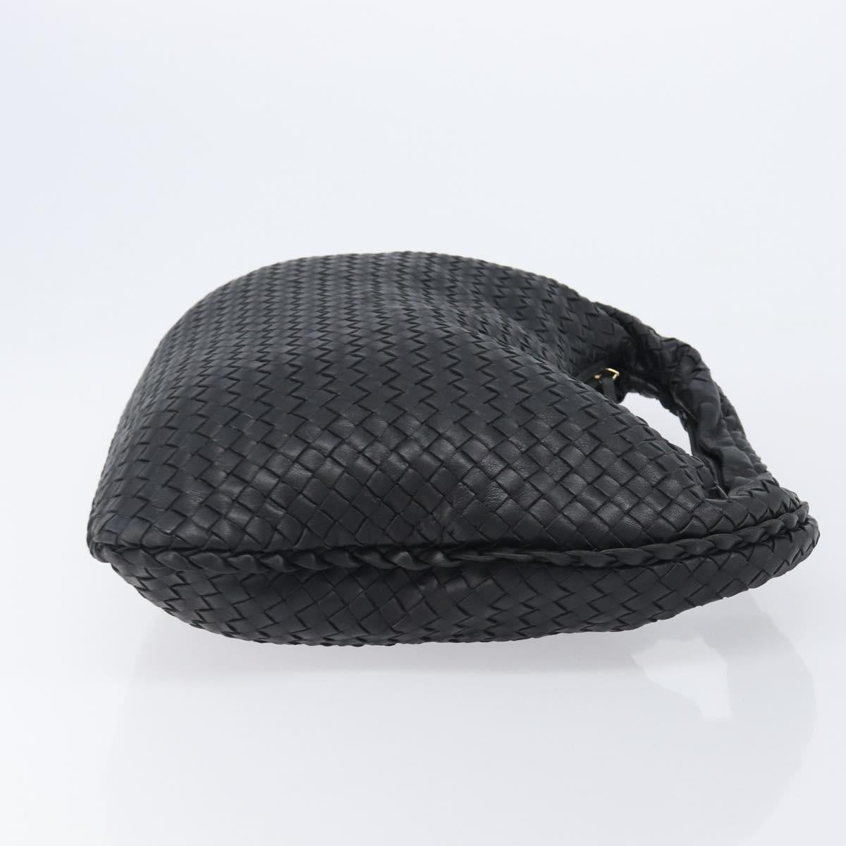 Bottega Veneta INTRECCIATO Hobo Bag Leather Black Gold 115654 Auth 204529V