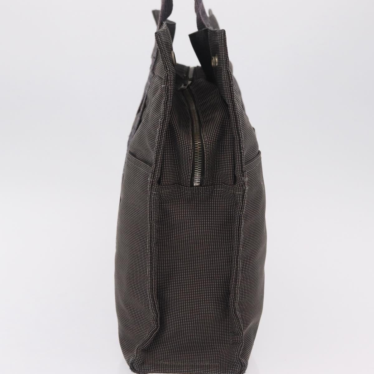 HERMES Her Line Tote MM Tote Bag Canvas Gray Silver Auth 204530