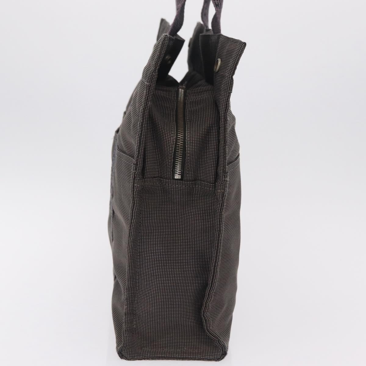 HERMES Her Line Tote MM Tote Bag Canvas Gray Silver Auth 204530