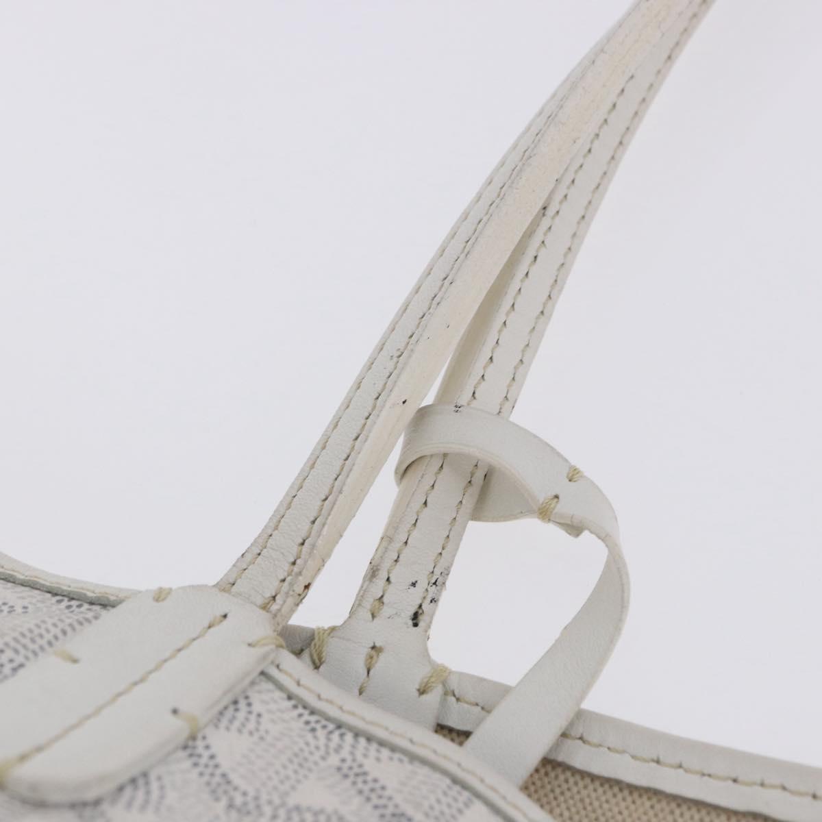 GOYARD Herringbone Saint Louis PM Tote Bag PVC Leather White Auth 204570