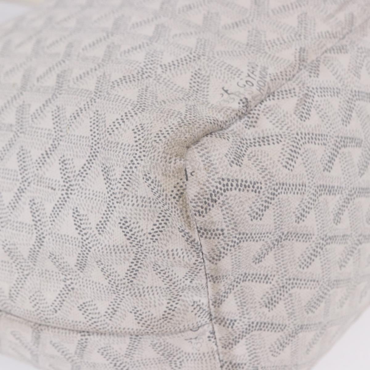 GOYARD Herringbone Saint Louis PM Tote Bag PVC Leather White Auth 204570