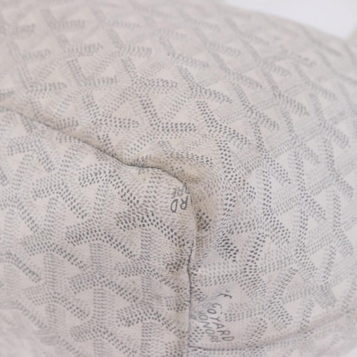 GOYARD Herringbone Saint Louis PM Tote Bag PVC Leather White Auth 204570