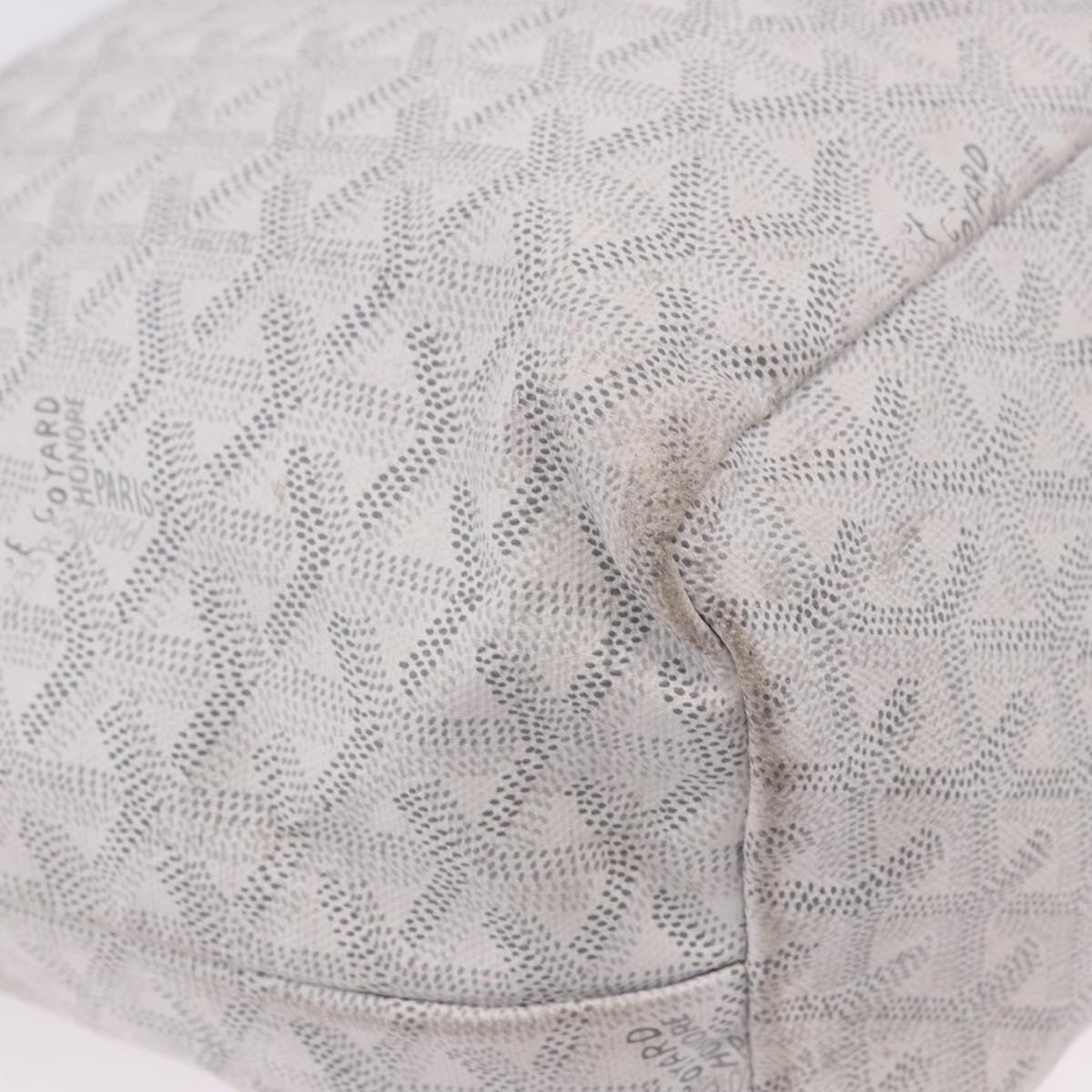GOYARD Herringbone Saint Louis PM Tote Bag PVC Leather White Auth 204570