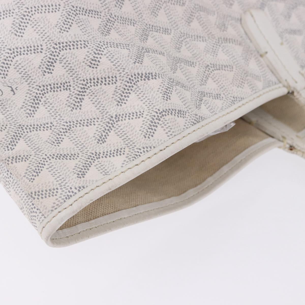 GOYARD Herringbone Saint Louis PM Tote Bag PVC Leather White Auth 204570