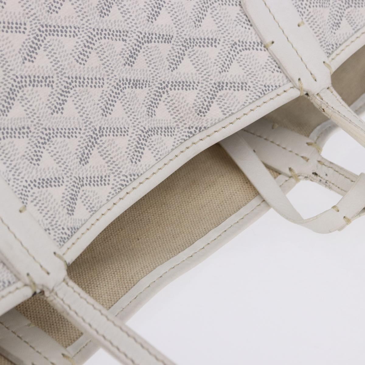 GOYARD Herringbone Saint Louis PM Tote Bag PVC Leather White Auth 204570