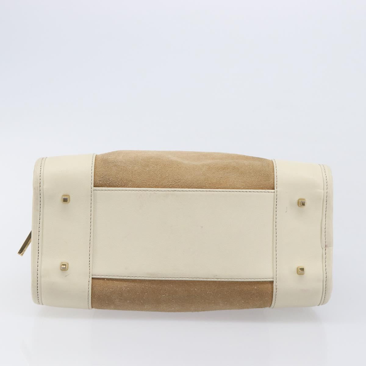 LOEWE Amazona 28 Hand Bag Suede Beige Gold Tone Auth 204571V