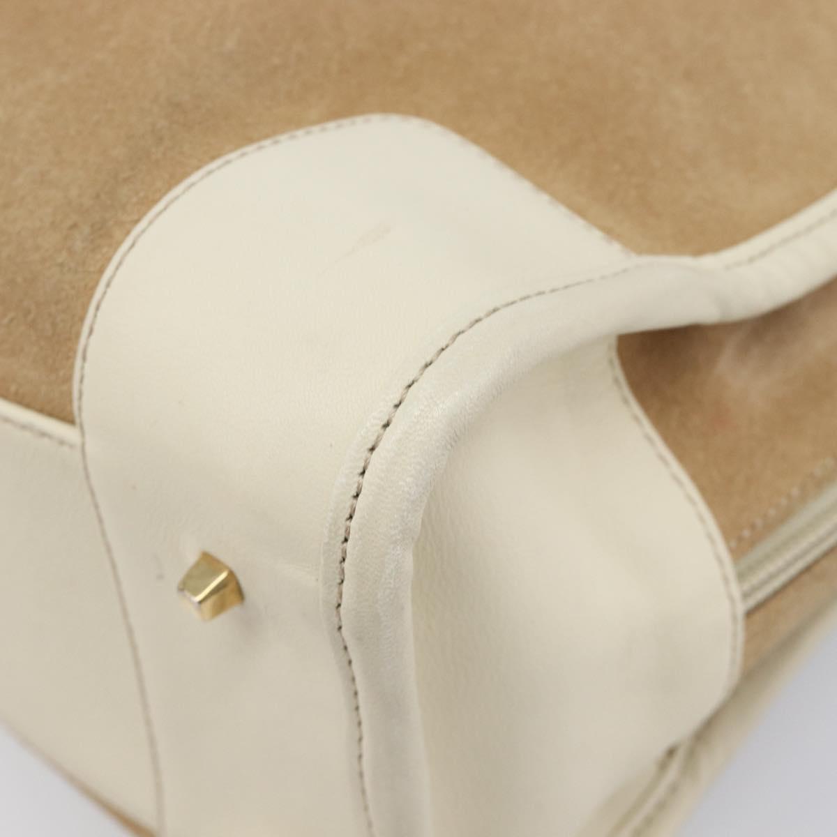 LOEWE Amazona 28 Hand Bag Suede Beige Gold Tone Auth 204571V