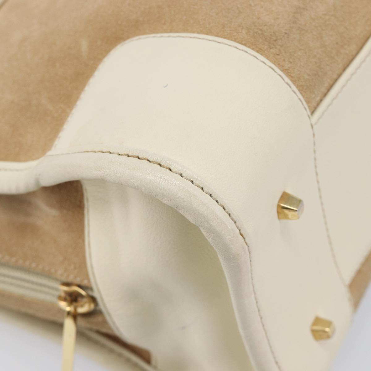 LOEWE Amazona 28 Hand Bag Suede Beige Gold Tone Auth 204571V