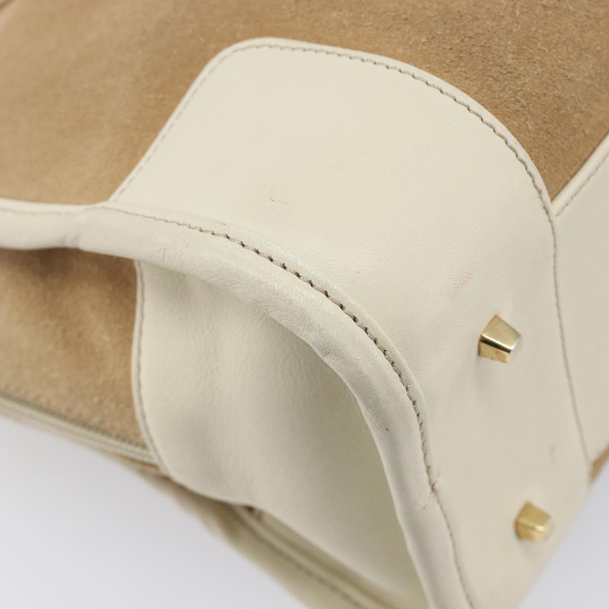 LOEWE Amazona 28 Hand Bag Suede Beige Gold Tone Auth 204571V
