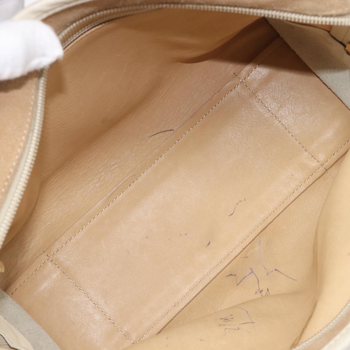 LOEWE Amazona 28 Hand Bag Suede Beige Gold Tone Auth 204571V