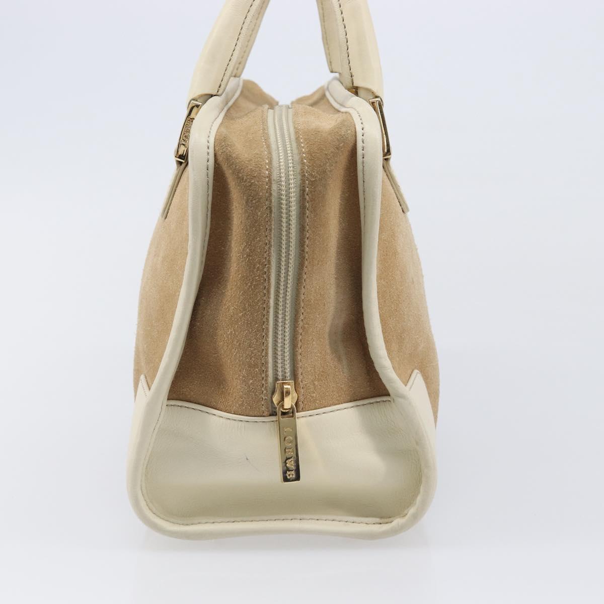 LOEWE Amazona 28 Hand Bag Suede Beige Gold Tone Auth 204571V