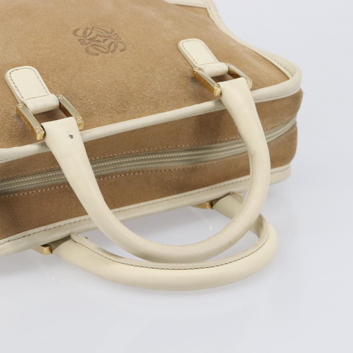 LOEWE Amazona 28 Hand Bag Suede Beige Gold Tone Auth 204571V