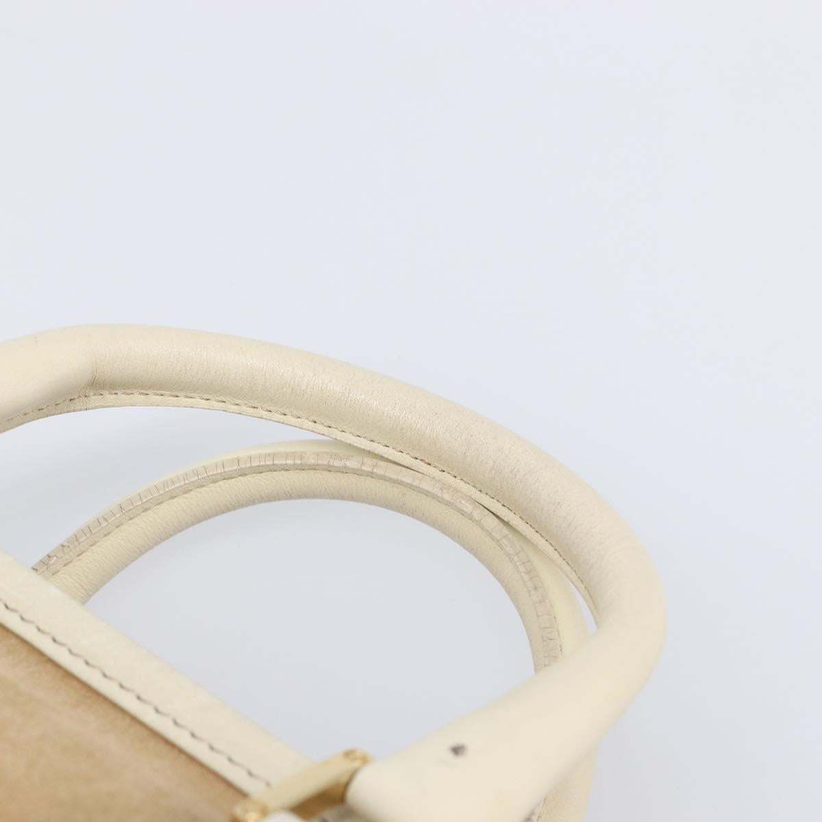 LOEWE Amazona 28 Hand Bag Suede Beige Gold Tone Auth 204571V