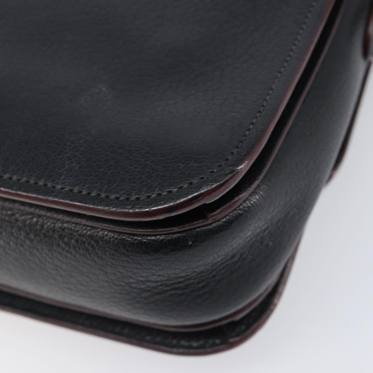 Miu Miu Madras Shoulder Bag Leather Black Gold Tone Auth 204572V