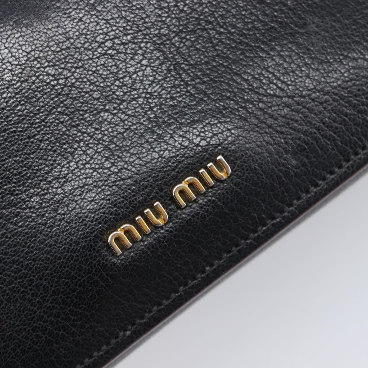 Miu Miu Madras Shoulder Bag Leather Black Gold Tone Auth 204572V