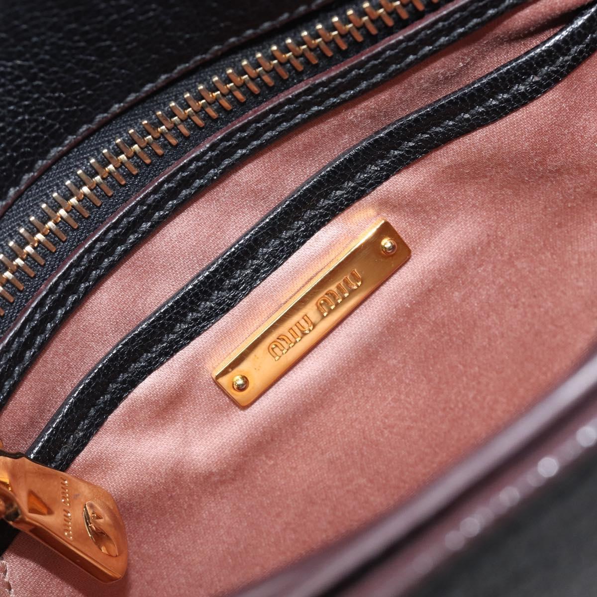 Miu Miu Madras Shoulder Bag Leather Black Gold Tone Auth 204572V