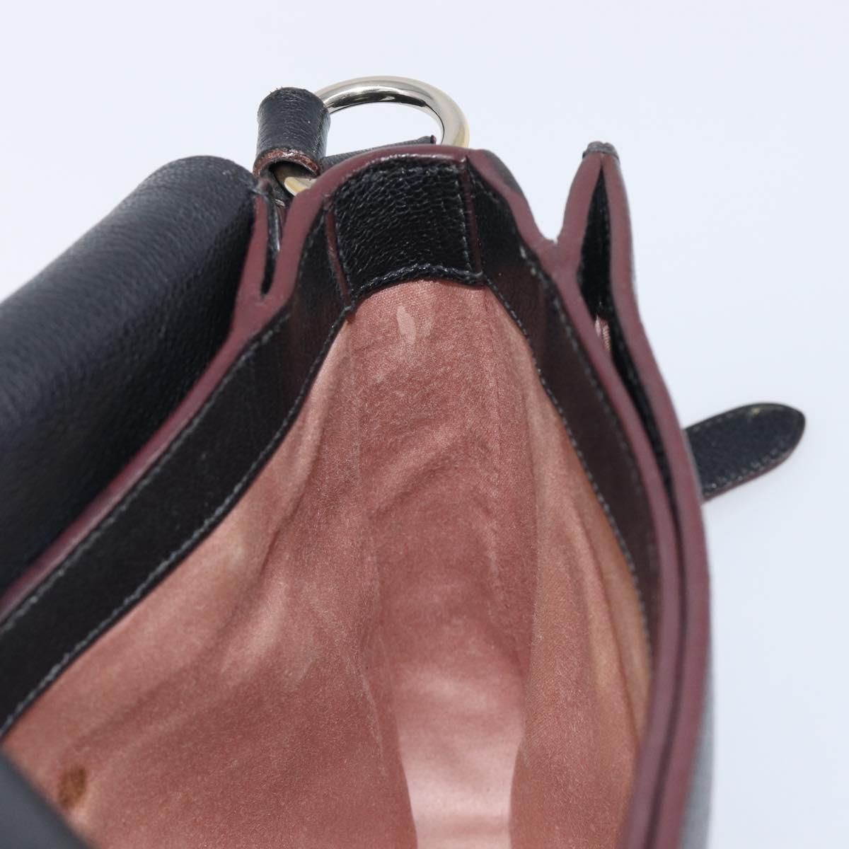Miu Miu Madras Shoulder Bag Leather Black Gold Tone Auth 204572V