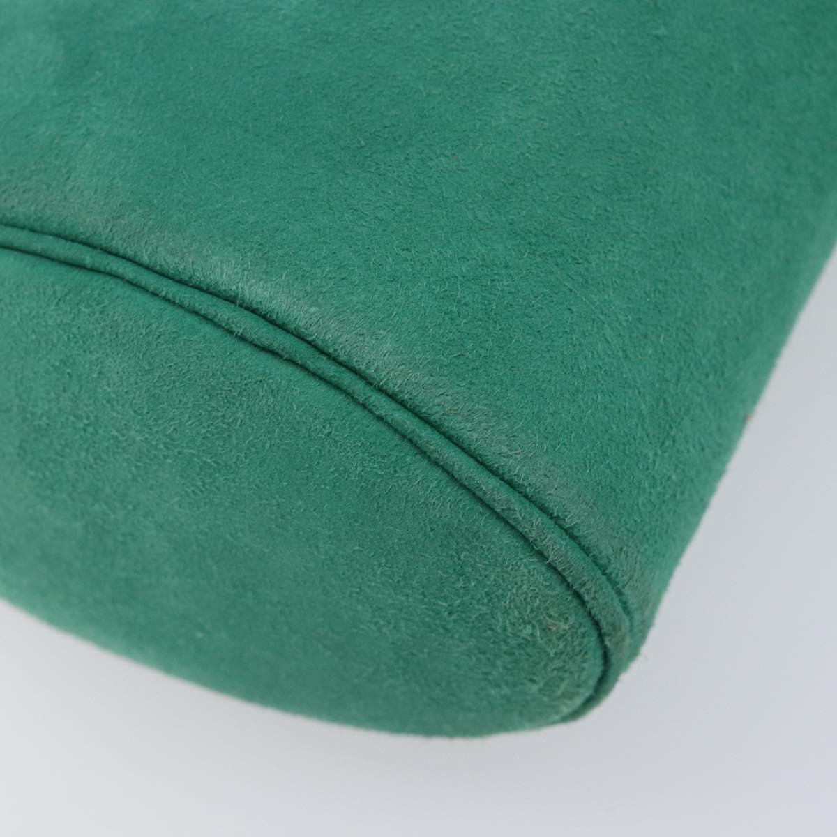 Christian Dior Chain Shoulder Bag Suede Green Gold Tone Auth 204573V