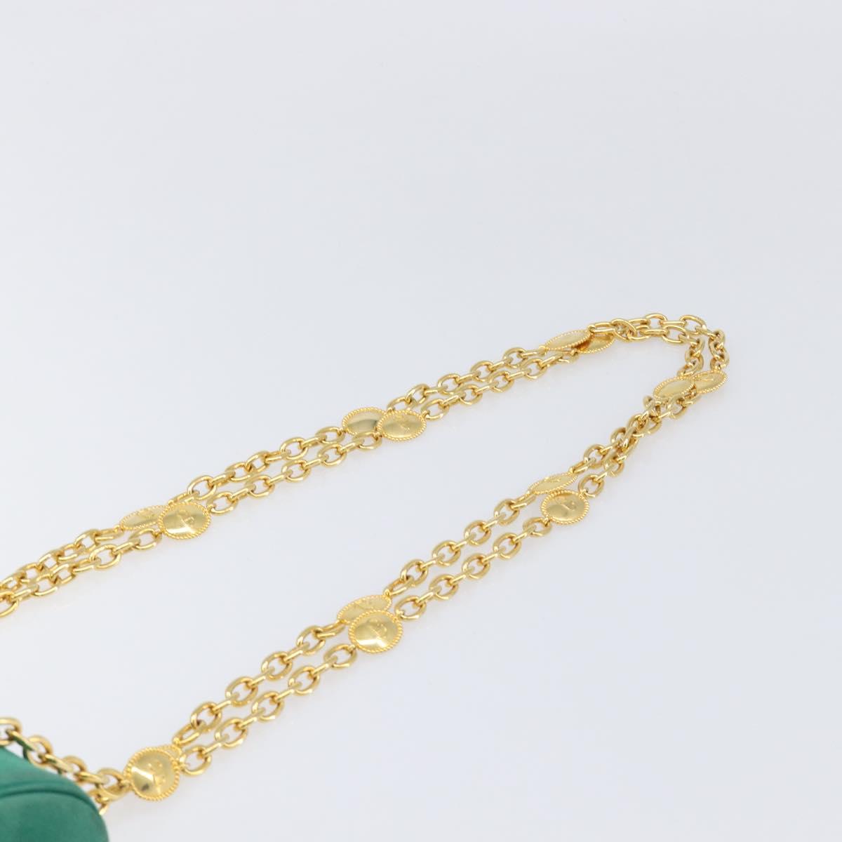Christian Dior Chain Shoulder Bag Suede Green Gold Tone Auth 204573V