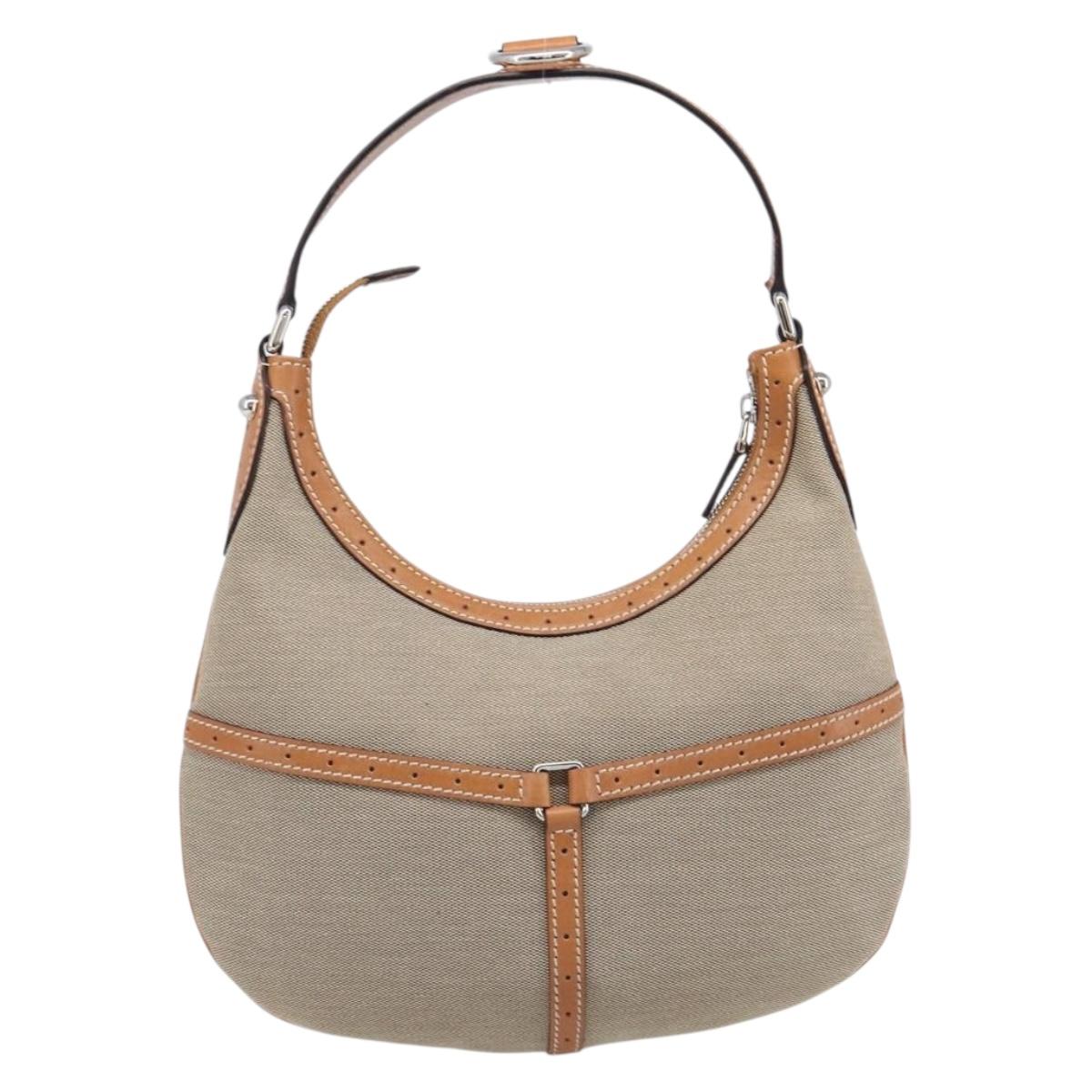GUCCI Interlocking Shoulder Bag Canvas Beige Silver 114869 Auth 204577V
