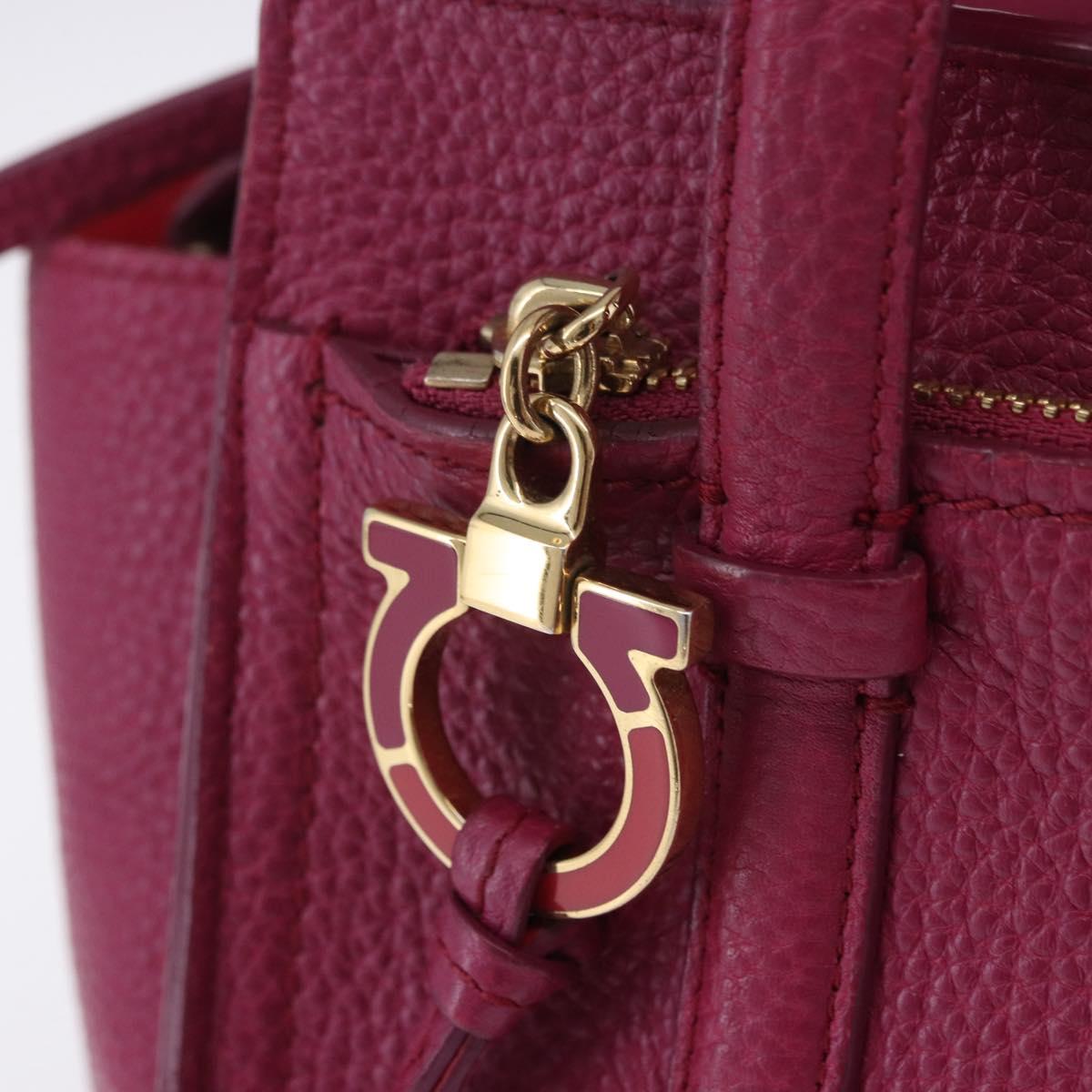 Salvatore Ferragamo Gancini Hand Bag Leather 2way Pink Gold Tone Auth 204579A