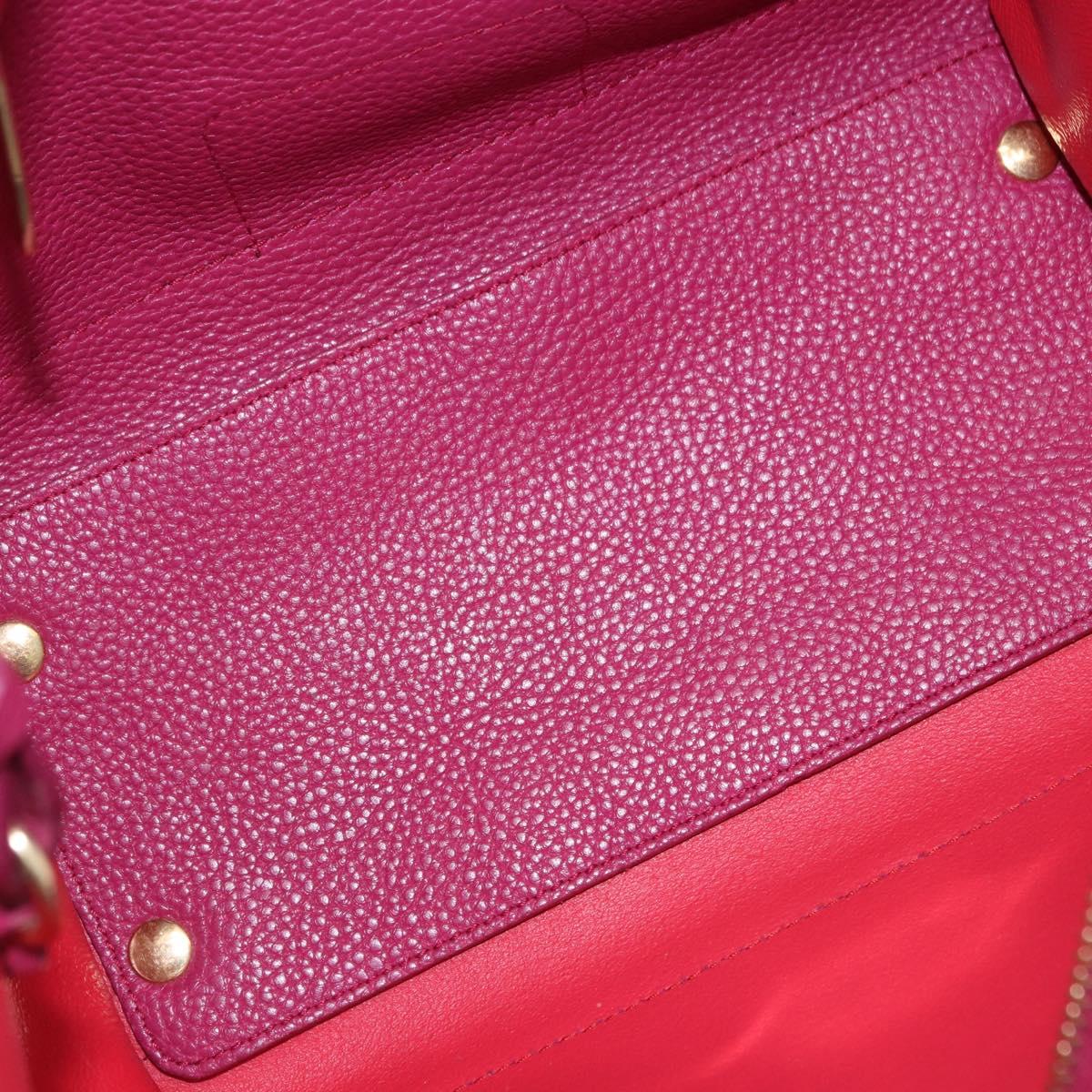 Salvatore Ferragamo Gancini Hand Bag Leather 2way Pink Gold Tone Auth 204579A