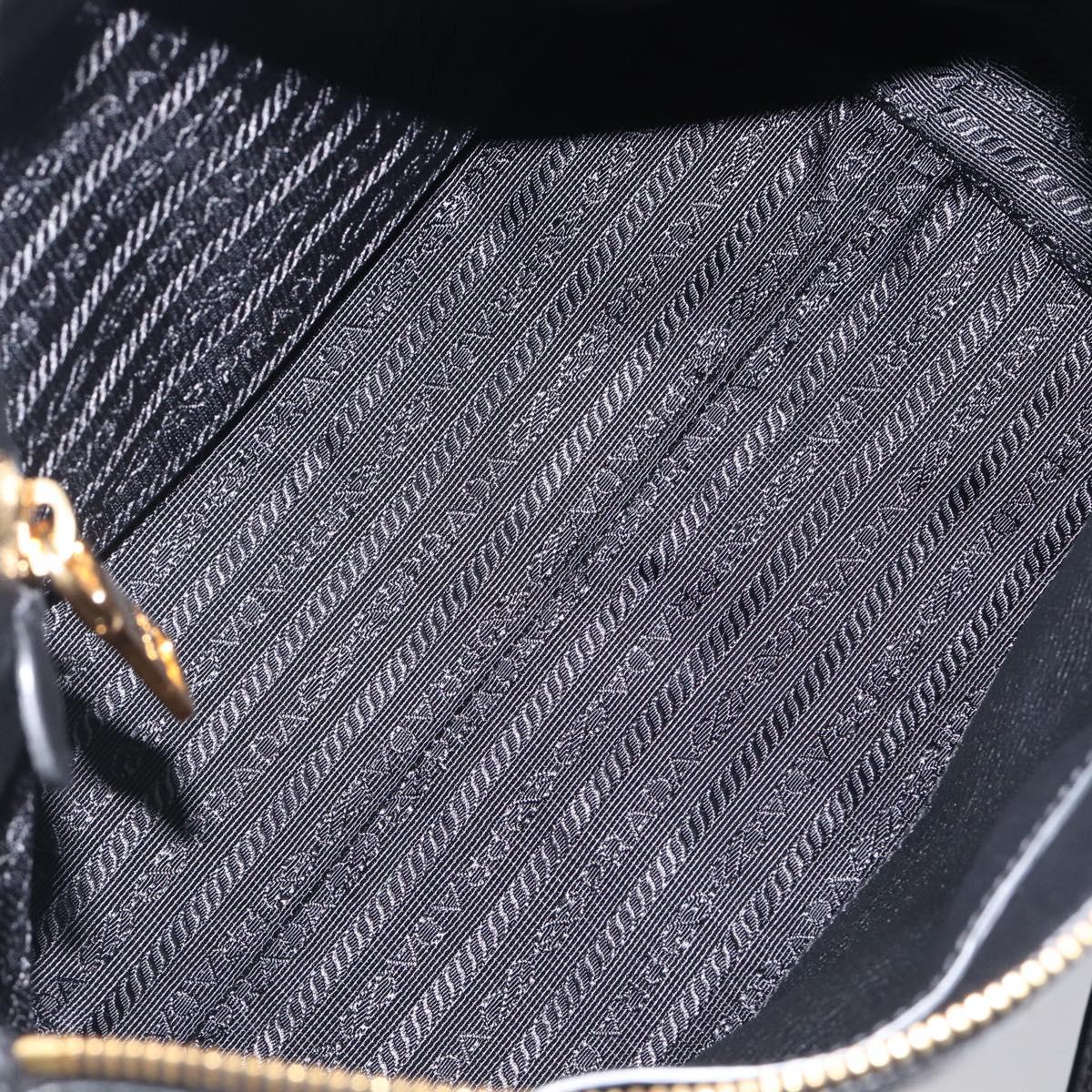 PRADA Hand Bag Leather 2way Black Gold Tone Auth 204580M
