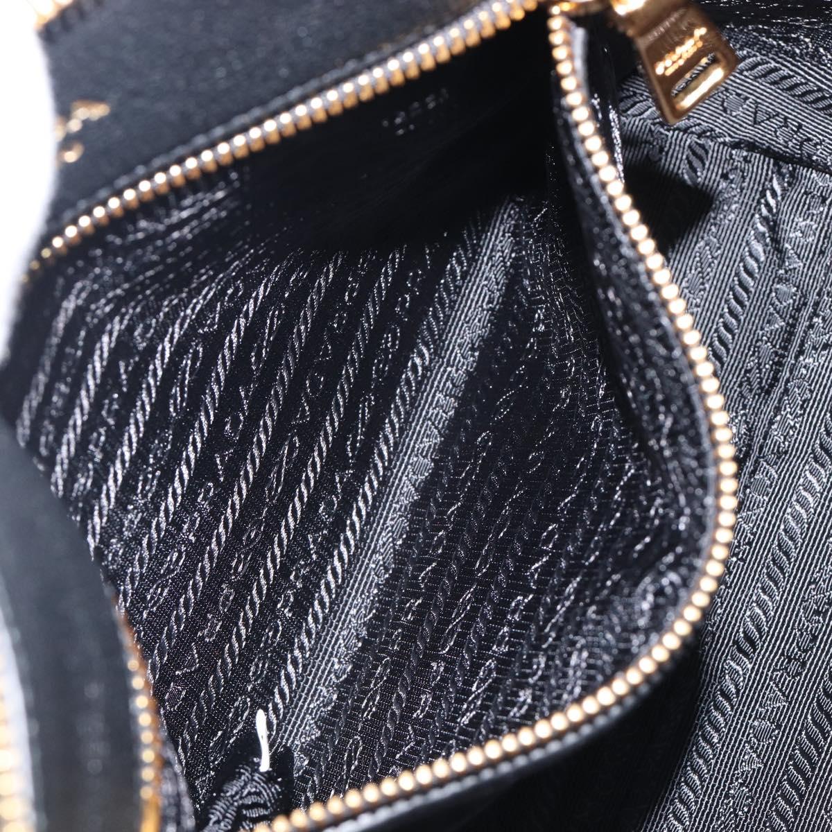 PRADA Hand Bag Leather 2way Black Gold Tone Auth 204580M