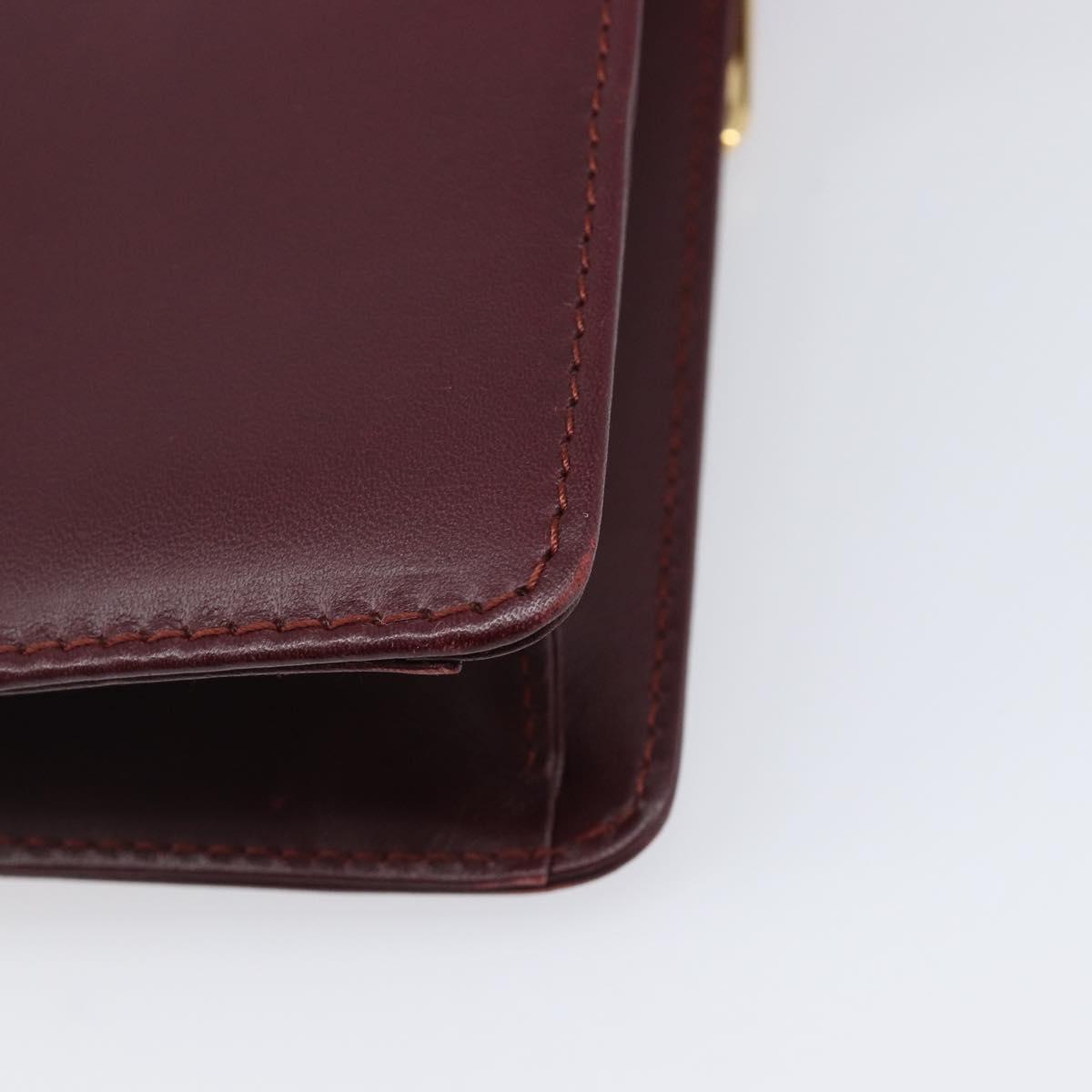 CARTIER Must Line Shoulder Bag Leather Bordeaux Gold Tone Auth 204581V