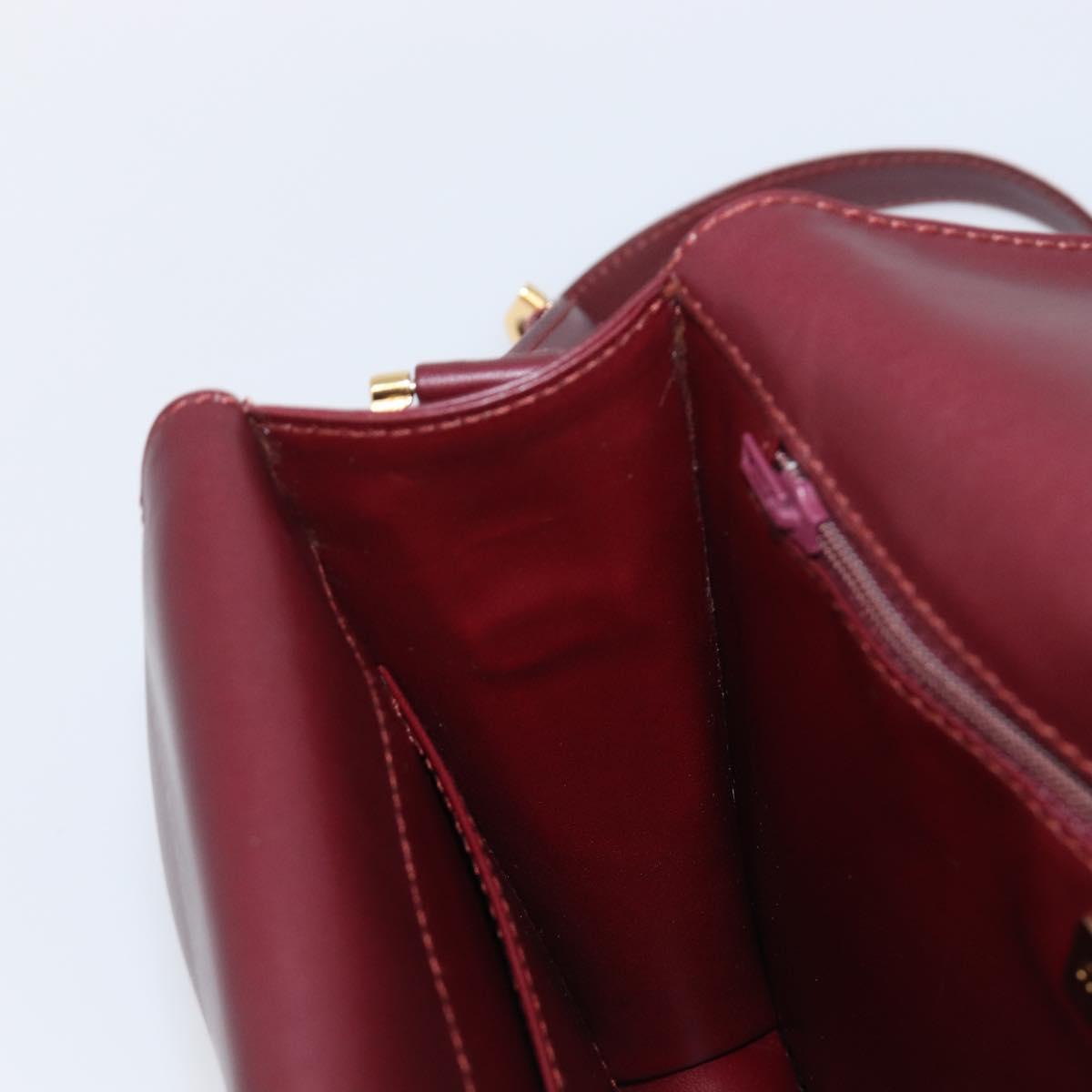 CARTIER Must Line Shoulder Bag Leather Bordeaux Gold Tone Auth 204581V
