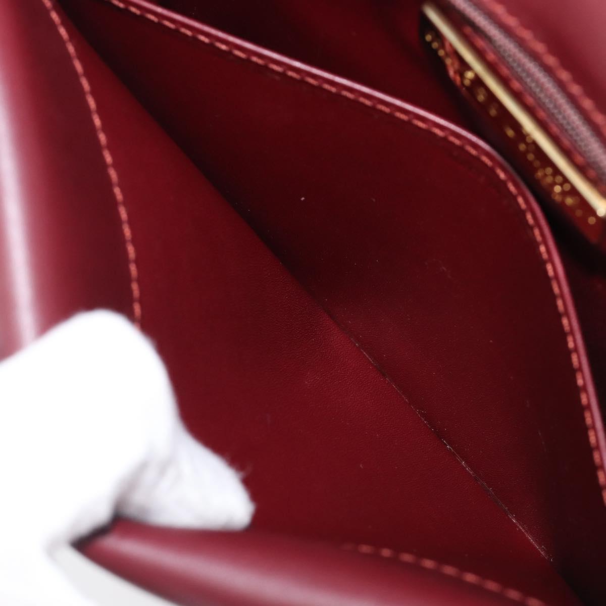 CARTIER Must Line Shoulder Bag Leather Bordeaux Gold Tone Auth 204581V