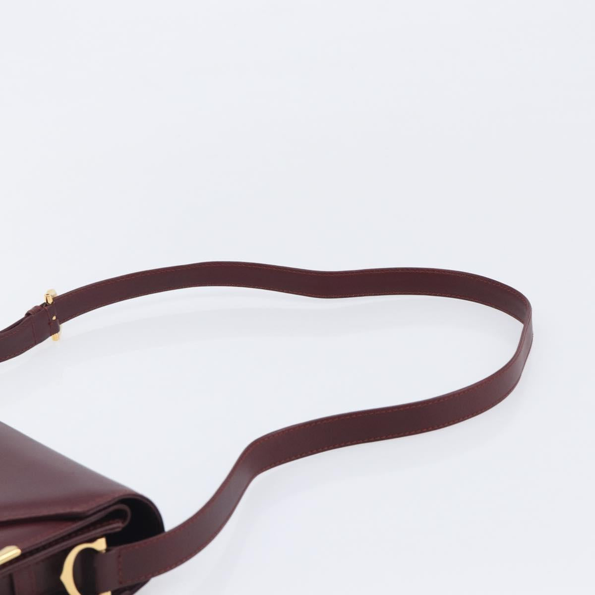 CARTIER Must Line Shoulder Bag Leather Bordeaux Gold Tone Auth 204581V