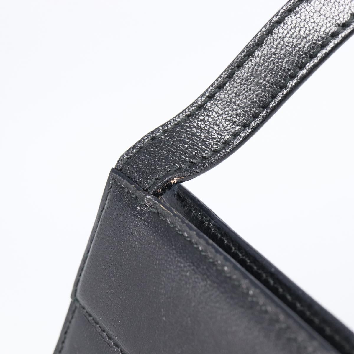 GUCCI Shoulder Bag Leather Black Gold Tone 001 0406 1864 Auth 204582V