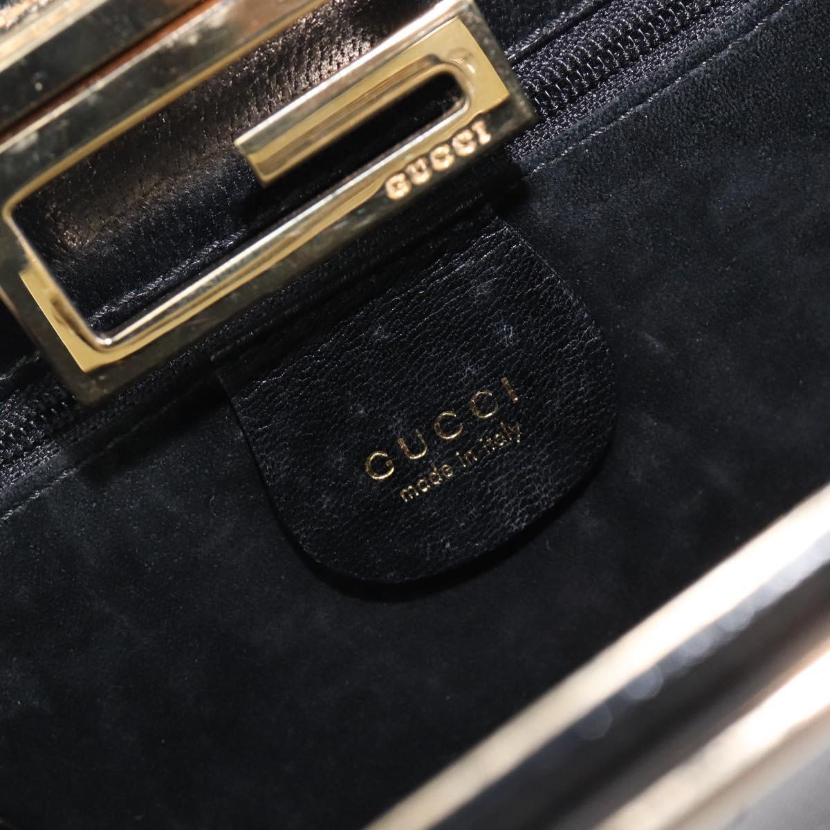 GUCCI Shoulder Bag Leather Black Gold Tone 001 0406 1864 Auth 204582V