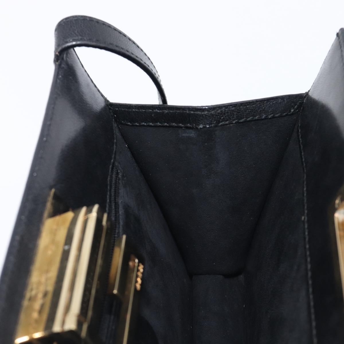 GUCCI Shoulder Bag Leather Black Gold Tone 001 0406 1864 Auth 204582V