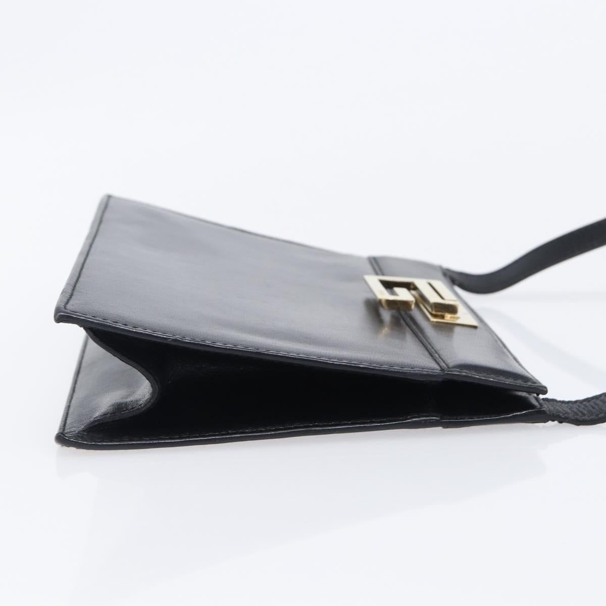 GUCCI Shoulder Bag Leather Black Gold Tone 001 0406 1864 Auth 204582V