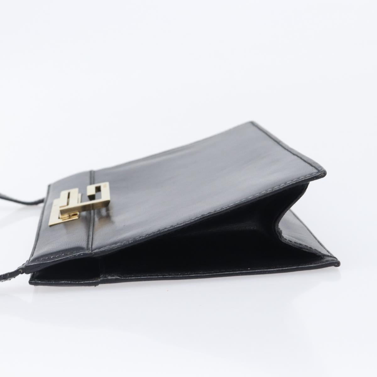 GUCCI Shoulder Bag Leather Black Gold Tone 001 0406 1864 Auth 204582V