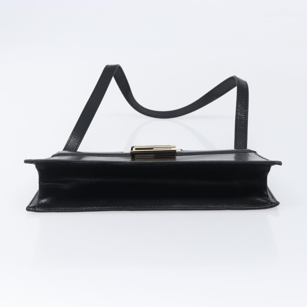 GUCCI Shoulder Bag Leather Black Gold Tone 001 0406 1864 Auth 204582V