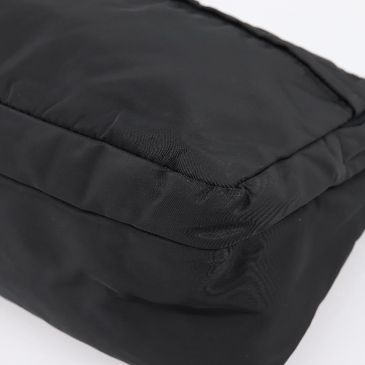 PRADA Shoulder Bag Nylon Black Silver Auth 204590A