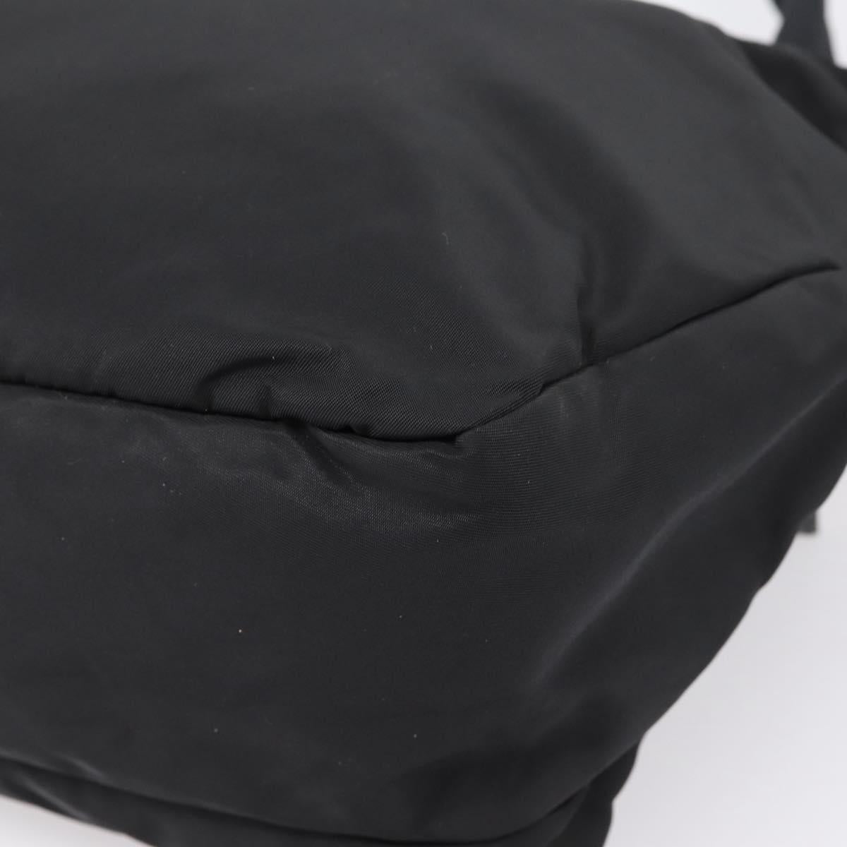 PRADA Shoulder Bag Nylon Black Silver Auth 204590A