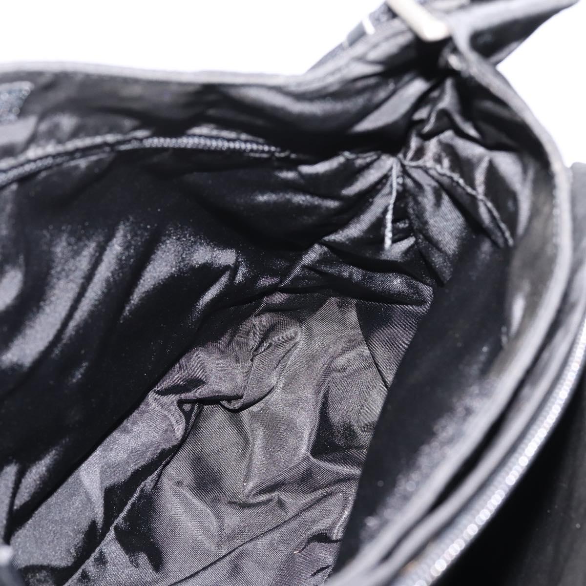 PRADA Shoulder Bag Nylon Black Silver Auth 204590A