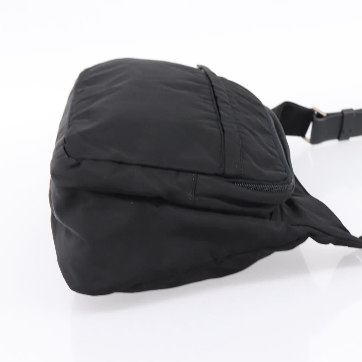 PRADA Shoulder Bag Nylon Black Silver Auth 204590A
