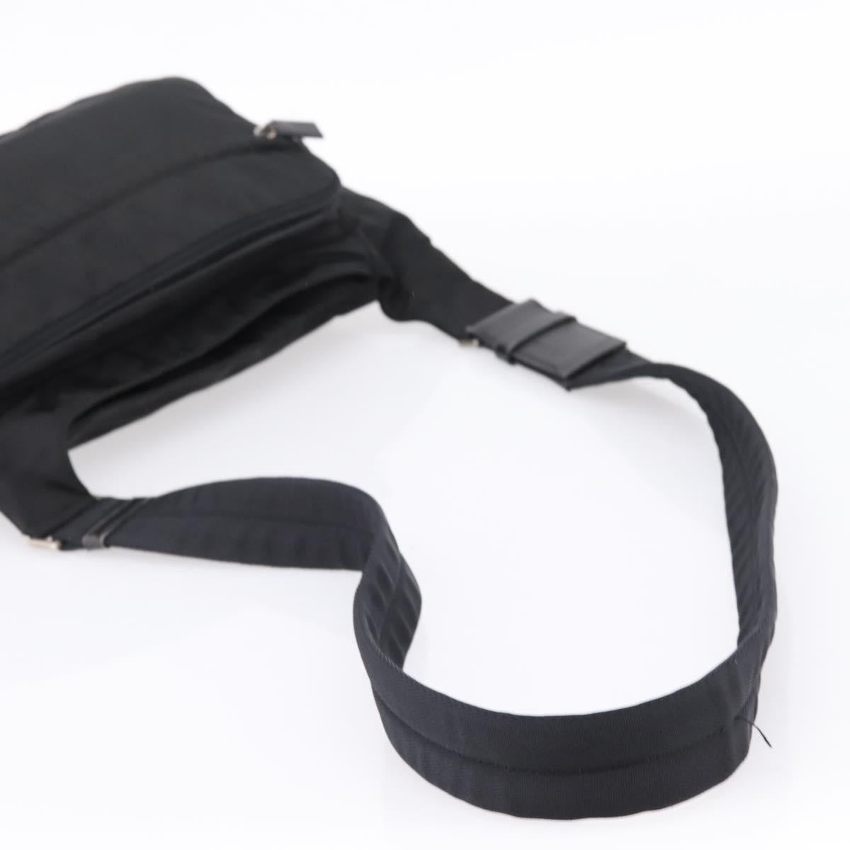 PRADA Shoulder Bag Nylon Black Silver Auth 204590A