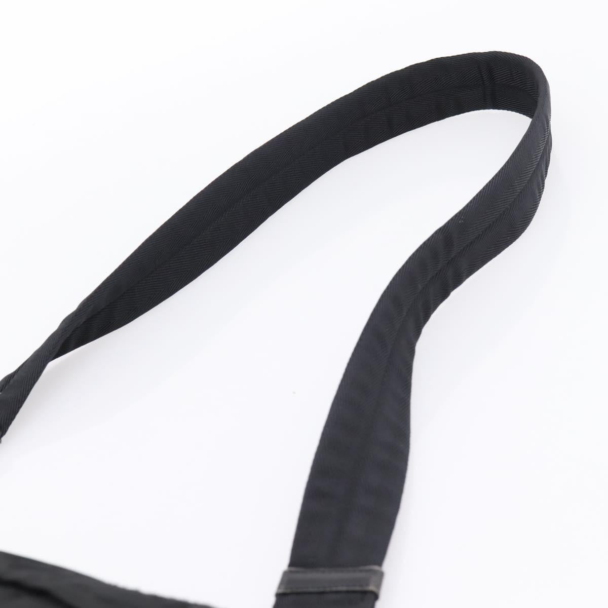 PRADA Shoulder Bag Nylon Black Silver Auth 204590A
