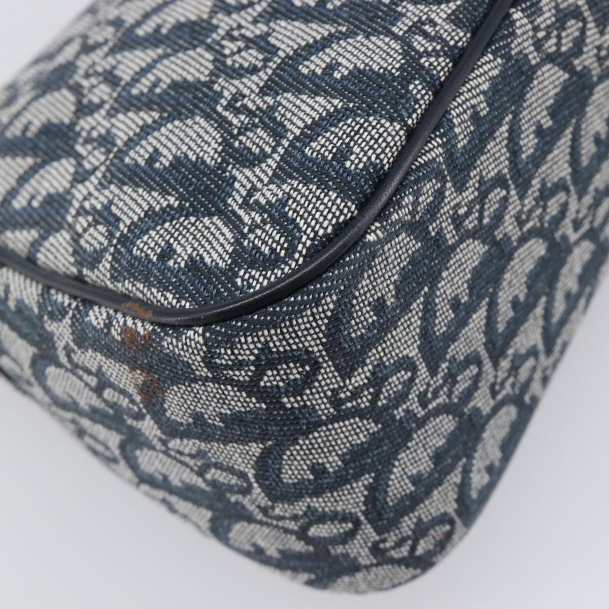 Christian Dior Trotter Canvas Saddle Shoulder Bag Navy Silver Auth 204592V