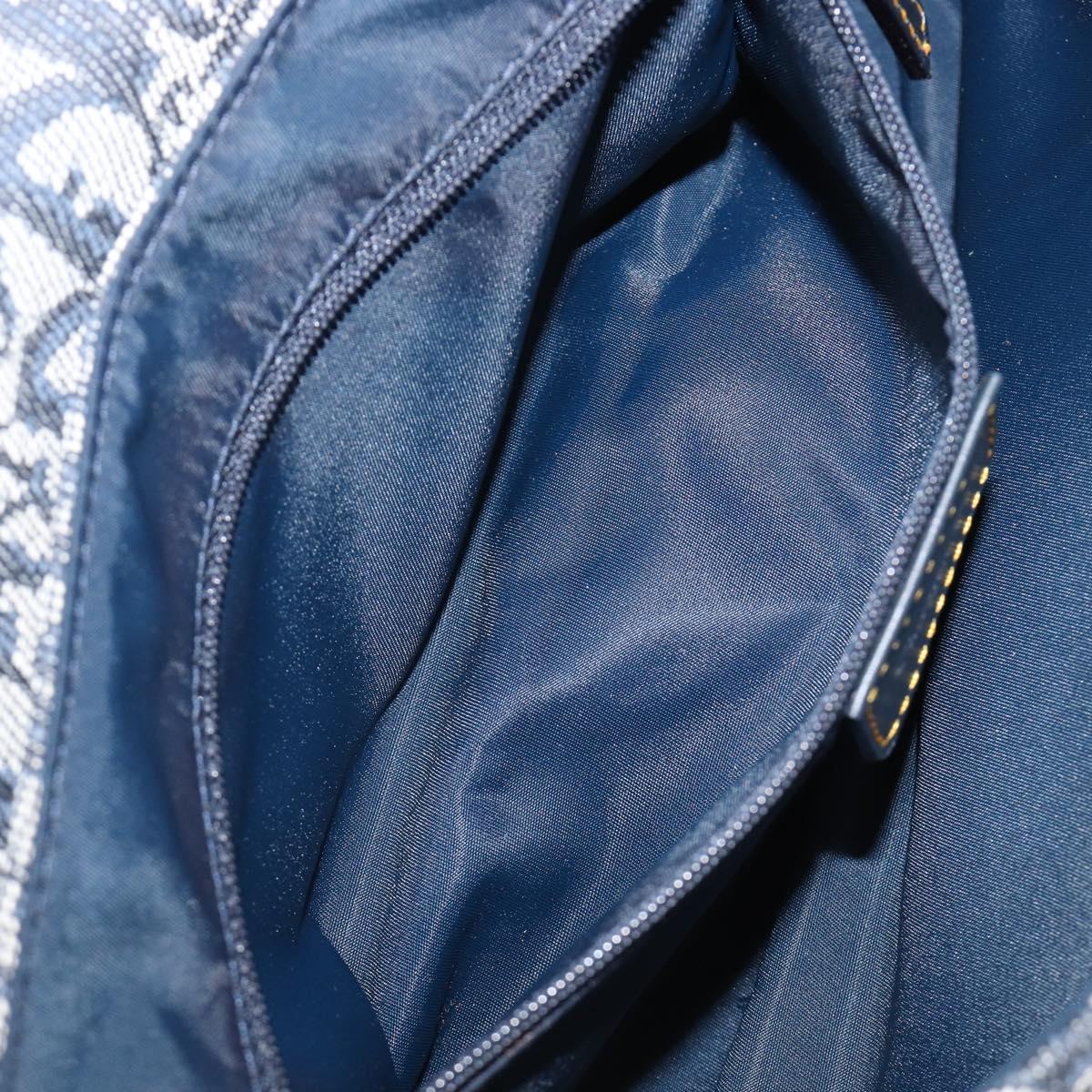 Christian Dior Trotter Canvas Saddle Shoulder Bag Navy Silver Auth 204592V