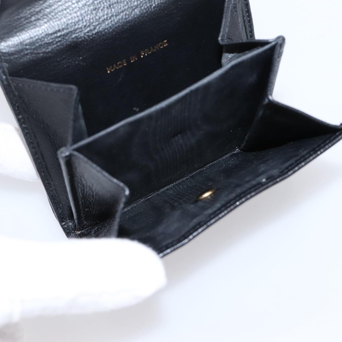 CHANEL Compact Wallet Leather Black Gold CC Auth 204596V