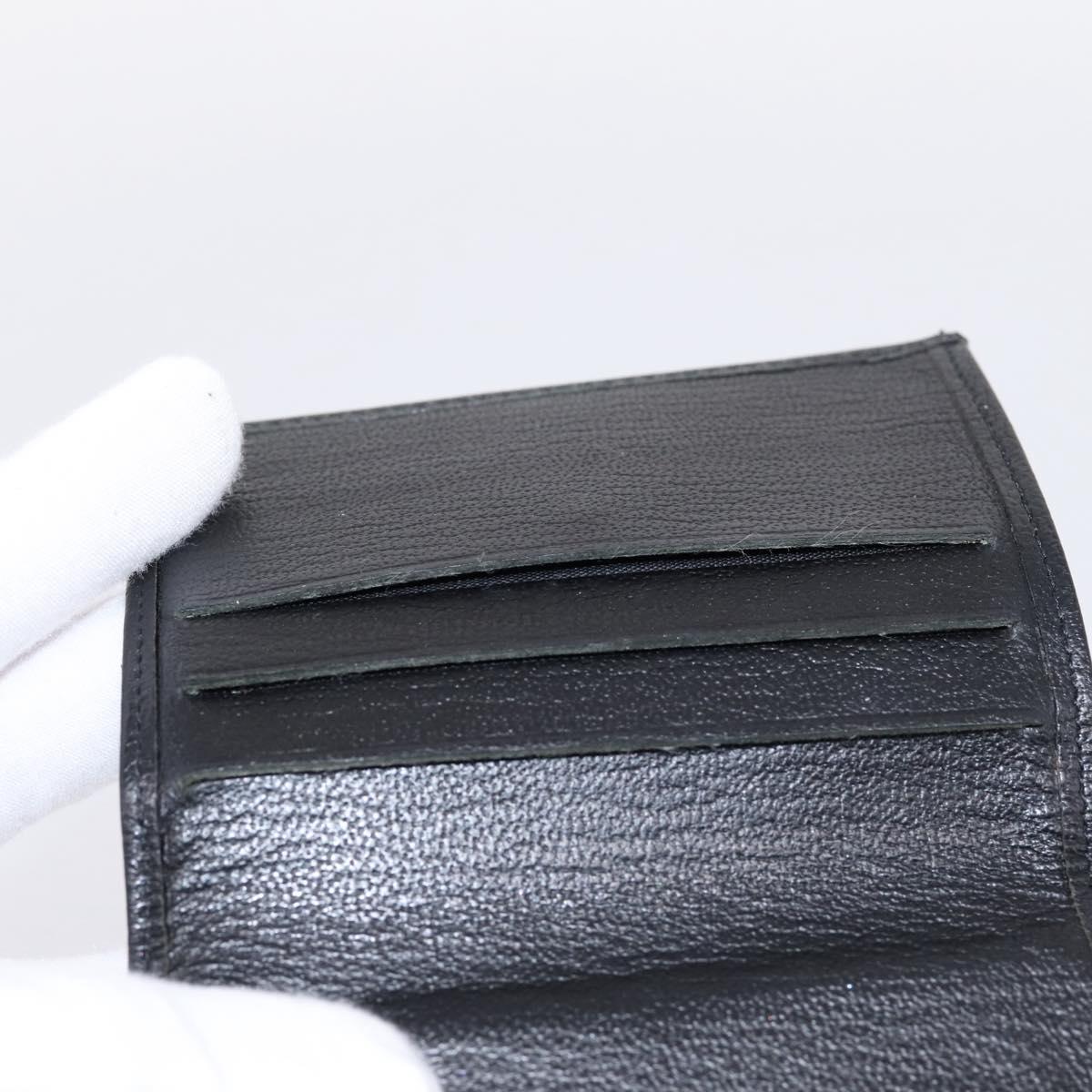 CHANEL Compact Wallet Leather Black Gold CC Auth 204596V