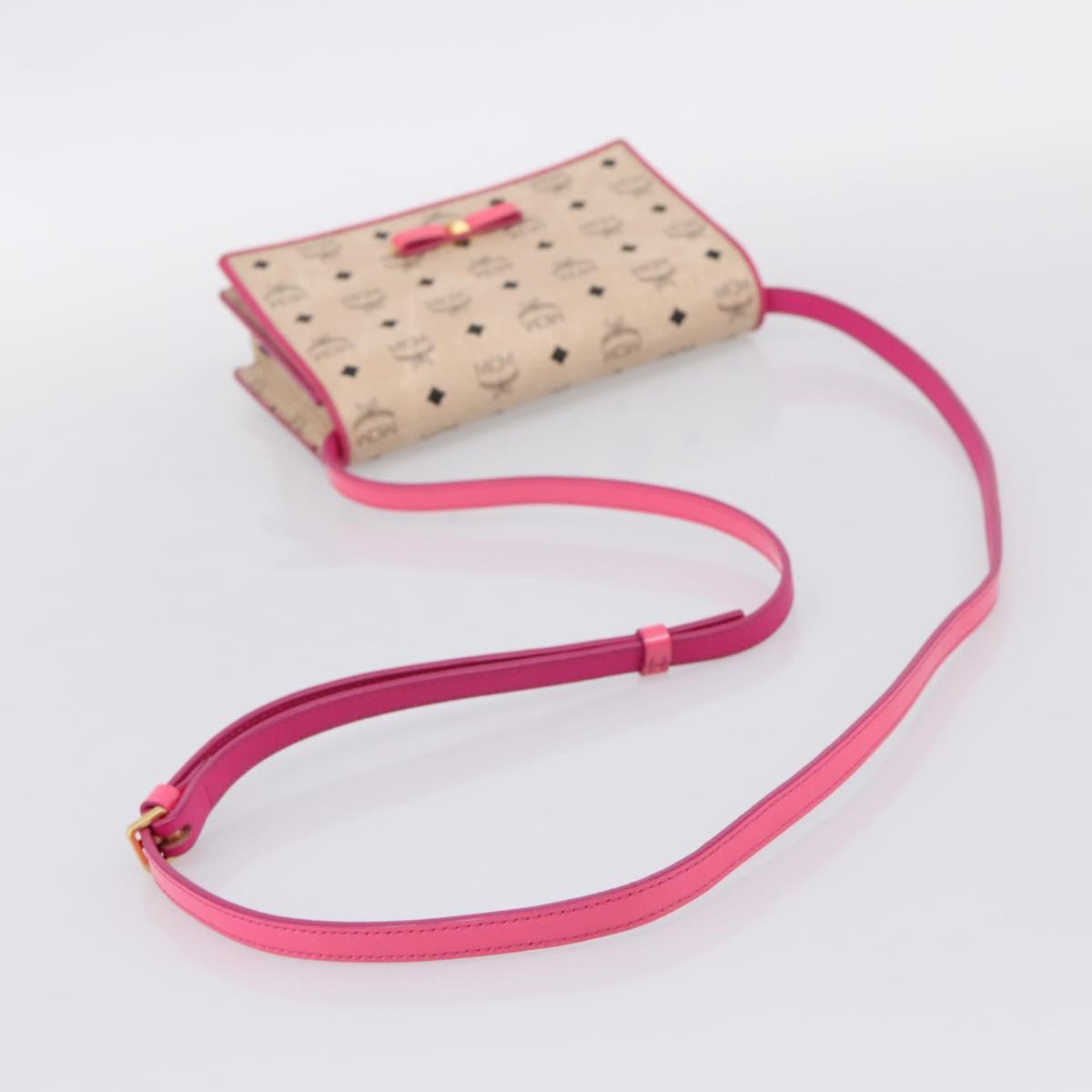 MCM Vicetos Shoulder Bag PVC Leather Pink Gold Tone Auth 204597A
